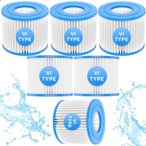 6PCS Type Ⅵ Hot Tub Spa Filter Replacement Compatible for Coleman SaluSpa Hot Tub Filters Cartridge 90352E 58323ELay-Z-Spa, Spa Filters Inflatable Hot Tub, Pool Filter Pump