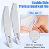 12 PCS Professional Nail File, 240/240 Grit Nail Files for Natural Nails Emery Boards Nail File Doubled Sides Washable Fine Grit Nail File Manicure Tools for Home and Salon Use