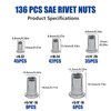 SAE & Metric Stainless Steel Rivet Nut Kits, JROUTH 380pcs Rivnuts & Nutsert Assortment, Sizes 8-32 10-24 1/4"-20 3/8"-16 5/16"-18 M3 M4 M5 M6 M8 M10