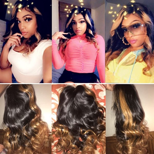 JYZ Body Wave Lace Front Wig Human Hair 13X4 Ombre Lace Front Wig Human Hair 2 Tones Color 1B/30 Color Human Hair Wigs for Black Women Transparent Pre Plucked with Baby Hair (16 Inch Middle Part)