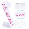 HUBEISIYU Sweet 16 Birthday Sash, 16th Bday Sash Gift Ideas for Girl Funny 16th Birthday Party Decorations Suppiles, White+ Pink(Sweet 16)