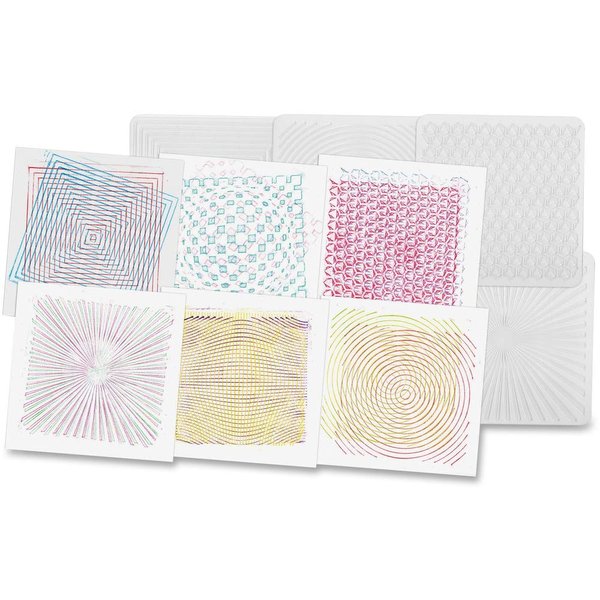 Roylco Optical Illusion Rubbing Plates, 7 x 7 Inches, Set of 6