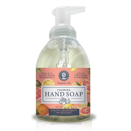 Nature's Oil Foaming Hand Soap, Exotic Grapefruit and Sea Salt, 10 Fluid Ounces (Single Unit)