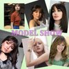 GHDXIWEYU 100% Human Hair Clip in Bangs,Women Air Thinning Curtain Flat Natural Black Bangs, Natural Curved Wispy Bangs,Real Human Hair Faux fake Bangs(Wispy Bangs,Natural Black)