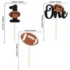 24Pcs Rugby 1st Birthday Cupcake Toppers Glitter First Birthday American Football One Cupcake Picks Decorations for Rugby Sports Theme Baby Shower Kids 1st Birthday Party Cake Supplies