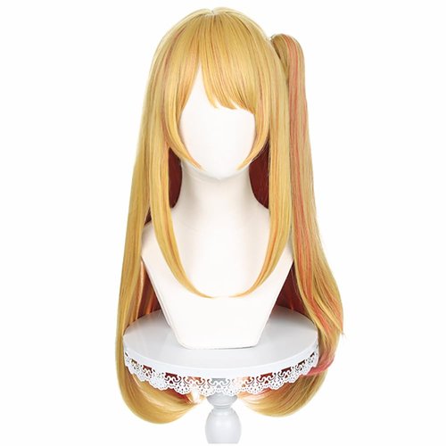 ZGNGLIZ Anime Oshi no Ko Ruby Hoshino Wig Long Blonde Hair Wigs with Bangs for Girls and Women + Free Wig Cap