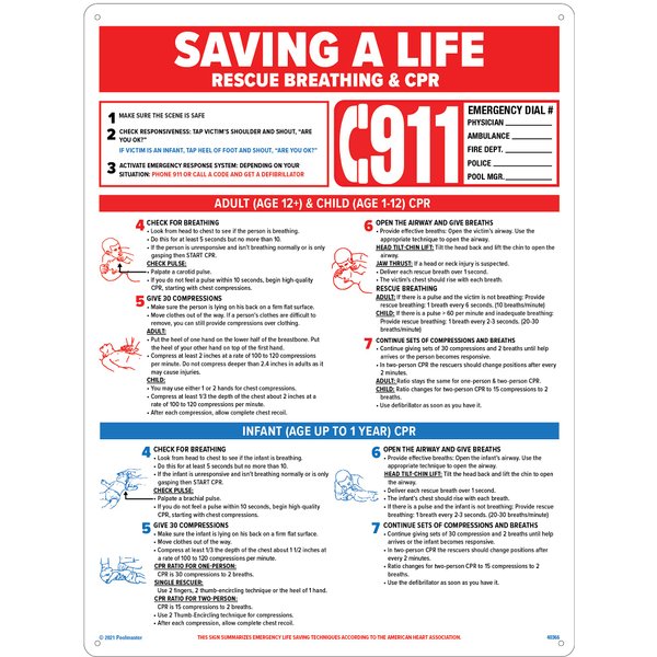 Poolmaster Sign for Residential or Commercial Swimming Pools, Combo Save a Life/Emergency