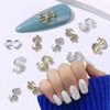 20 Pcs Money Sign Nail Charms Alloy Money Dollar Nail Art Charms with Rhinestone Gold and Silver Dollar Sign Nail Jewelry Flat Back Dollar Money Rhinestones for Nails Decoration Accessories