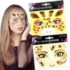 Cute Animal Face Sticker Glitter Bee Face Gem Sticker Yellow Giraffe Crystals Face Art Stickers Kid Rhinestone Tattoos Sticker Party Face Eye Decoration for Girls Women 2Pcs