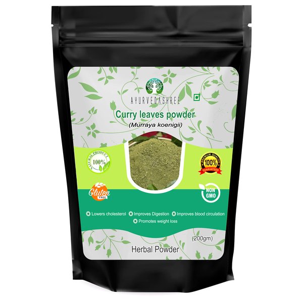 AYURVEDASHREE Curry Leaf Powder 200 Gm | Promotes Hair Growth | Hair Volume | Thicker Hair | Murraya koenigii | Natural & Food Grade