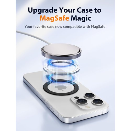 Metal Ring for MagSafe Sticker 2 Pack, Compatible with MagSafe Ring, [Heat Dissipation] Magnetic Ring Support Wireless Charger Fits iPhone 16/16 Pro Max/15/14/13/12, Galaxy S23/S22 and More, Black