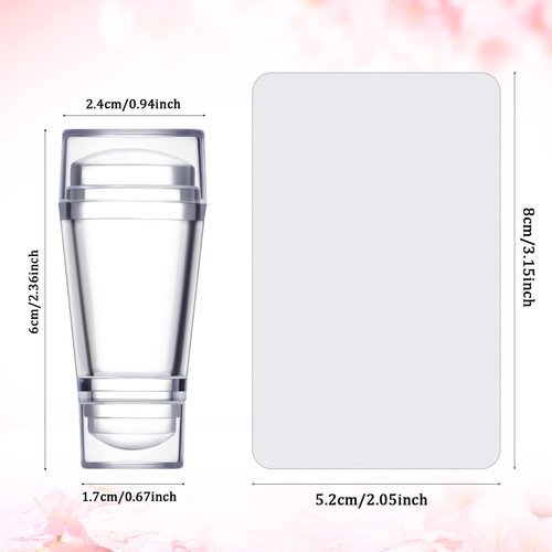 6 Pieces Nail Art Stamper Supplies Clear Silicone Stamping Jelly with Scraper Transparent French Tip Nail Stamp Art Manicure Nail Stamping Tool Kit Soft Stamper Printer for DIY Accessories Nail Decor