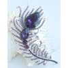 Sindary Wedding Headpiece 4.33" Rhinestone Crystal Bridal Peacock Feather Hair Comb (Silver-Tone Purple)