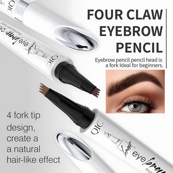 Magic Eyebrow Pencil, 2024 New 3D Microblading Waterproof Eyebrow Pencil, Natural Makeup Fine Stroke Magic Eyebrow Pencil with 4 Micro-Fork Tip for Women (Gray)