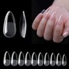 120 Pcs Acrylic Almond Full Cover Nail Tips,Clear Medium Almond Tips Half Matte Artificial False Nails for Home Nail Salons and DIY Nail Art