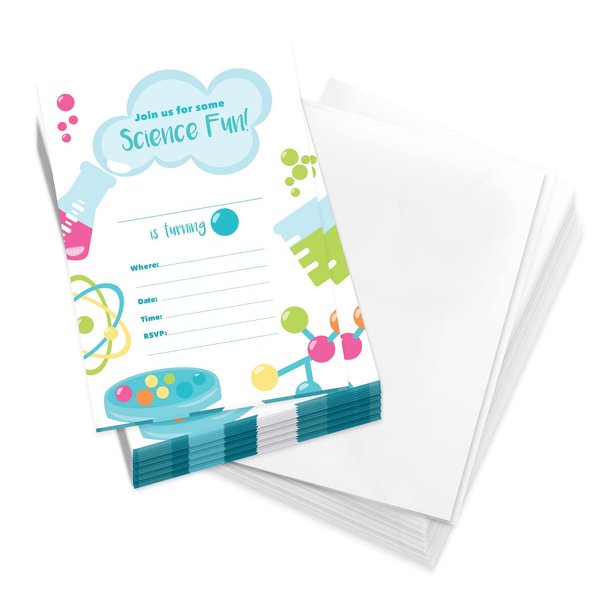 Desert Cactus Science Happy Birthday Invitations Style 1 Invite Cards (25 Count) With Envelopes Girls Boys Kids Party (25ct)