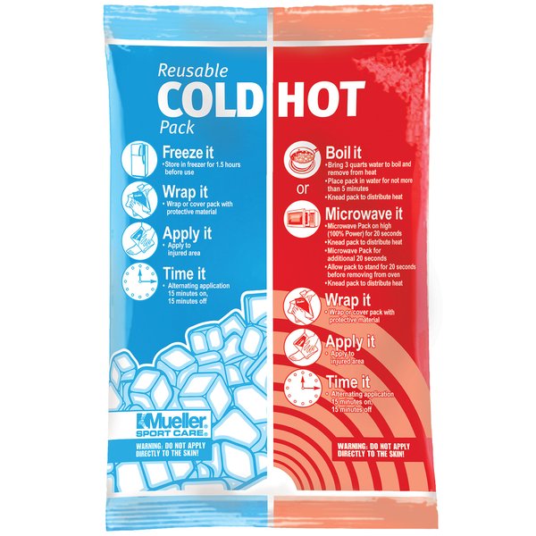 MUELLER Sports Medicine Reusable Hot/Cold Pack, Boil, Microwave, or Freeze, Ideal for Treatment of Minor scrapes, Bruises, Aches, Sprains, and Headaches, Heat/Cold Compression Therapy, 6" x 9"