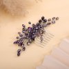 Teyglen Rhinestone Wedding Headpieces Bridal Purple Crystal Hair Comb Hair Accessories for Bride Handmade Red Black Blue Hair Pieces for Women Girls