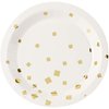 Juvale Gold Paper Plates - 48-Pack Gold Foil Square Confetti 9-Inch Disposable Plates, Gold Party Supplies, Appetizer, Lunch, Dessert Round Party Plates