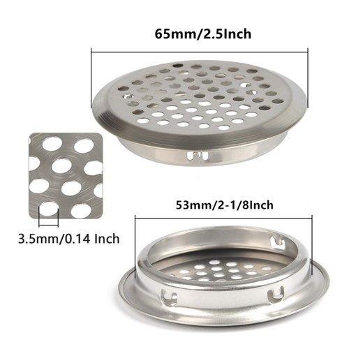 XMHF 20Pcs Air Vents 2 Inch Circular Soffit Vent Stainless Steel Round Vent Mesh Hole Louver for Kitchen, Bathroom, Cabinet, Wardrobe and Shoe Cabinet