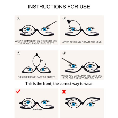 OCCI CHIARI Makeup Reading Glasses Women Magnifying Flip Lens Makeup Readers Women (Transparent, 3.0)