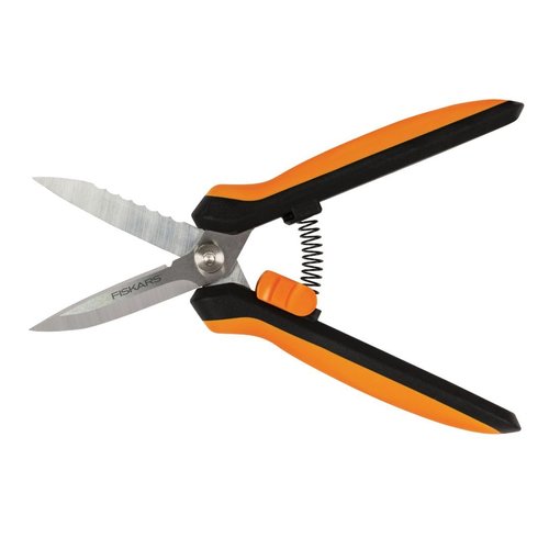Fiskars Multi-Purpose Garden Snips - 8" Garden Shears with Sheath and SoftGrip Handle - Straight Edge, Serrated Edge, Wire Cutter - Yard and Garden Tools - Orange/Black