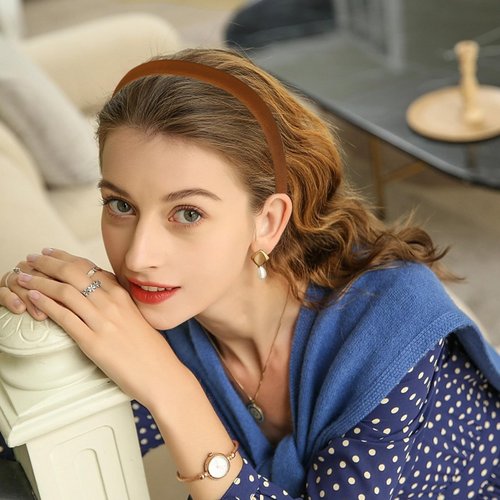 Kasmena 5PCS 0.6" Sponge Padded Headband for Women Girls Thin Headbands,Non-Slip Soft Wide Hairbands Artificial Fabric Headband Hair Accessories,Comfortable Color