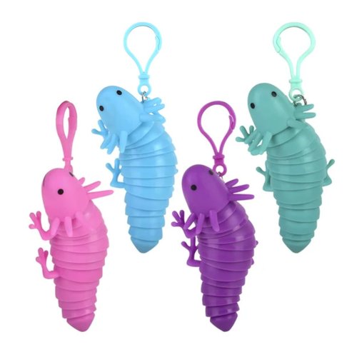 Axolotl Fidget Toy Set - Sensory Toys, Articulated Jointed Moving Toys, Stress Relief Toys, Stim Toys, Autism and ADHD Fidget Toys - Wiggle Toy Keychain, Coil Spring, and Pop Tube