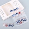 ROFIBUT 4th of July Press on Nails Short Square Fake Nails Glossy Red Blue French Independence Day Full Cover False Nails with white Stars Designs Reusable Glitter Glue on Nails for Woman Girls 24Pcs