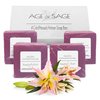 Age of Sage Handmade Natural Bar Soap Gift Set - 100% All Organic Vegan Bath Moisturizing Handmade Artisan Scented Cold Process Fragrant Soaps with Essential Oil - 4 Pack (Raspberry Rush)