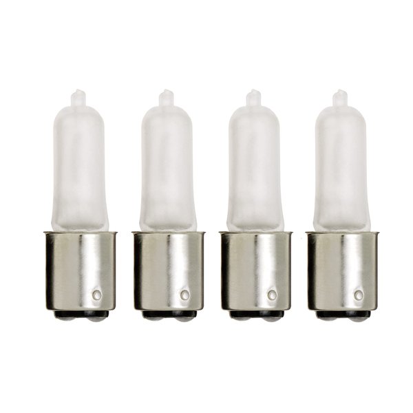 Satco S1982/04 T4 Halogen Light Bulb, BA15d Base, 50 Watts, Frosted, 4-Pack
