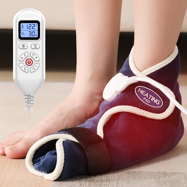 CAMECO 1 Pack Electric Heated Foot Ankle Wrap for Achilles Tendinitis & Plantar Fasciitis, Heating Pad for Foot Pain Relief, Heat Therapy Foot Brace for Sprains Arthritis Women & Men, Auto Shut Off