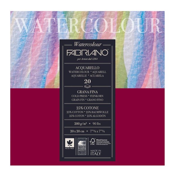 Fabriano Studio Watercolor Paper 200 g/m² 20 x 20 cm White