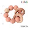 Socub Baby Teething Toy, Organic Baby Teething Ring, Silicone & Beech Baby Rattle Teether for baby 3+ Months, BPA Free, Ether