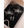 Kercisbeauty Mint Crystal Beads Hair Pins Set for Women and Girls Hair Piece and Dangle Drop Earrings Set Special Occasion Hair Accessories (Jewelry Set)