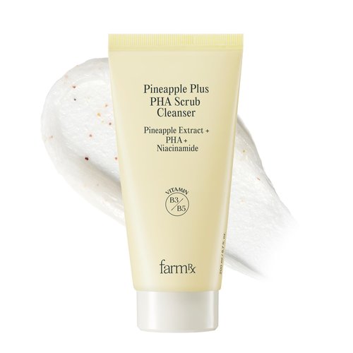 Farm Rx Pineapple Plus PHA Scrub Cleanser (6.7fl oz) - Gently Exfoliating Face Wash for Smooth Skin. Korean Skin Care. PHA, Niacinamide, Panthenol.