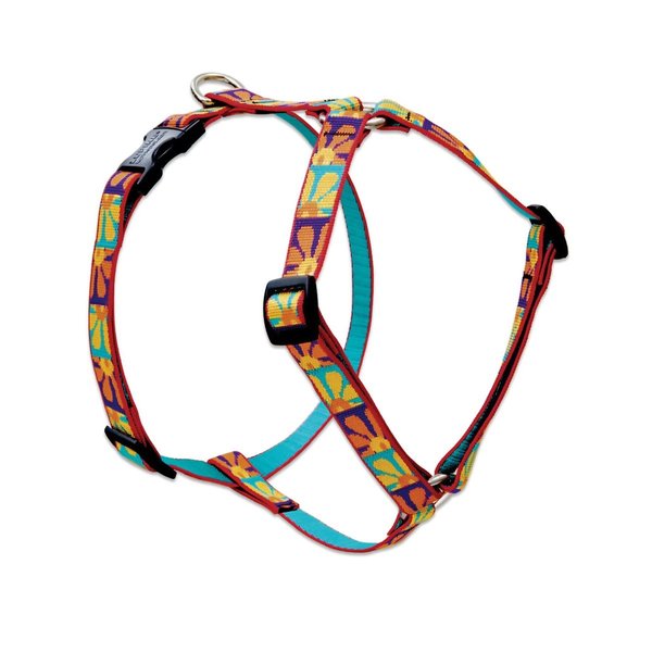 LupinePet Originals 3/4" Crazy Daisy 20-32" Adjustable Roman Dog Harness for Medium Dogs