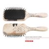 Lombard Cutlery Wood Paddle Hair Brush for Women with Anti Static Bristle (Black Flower)