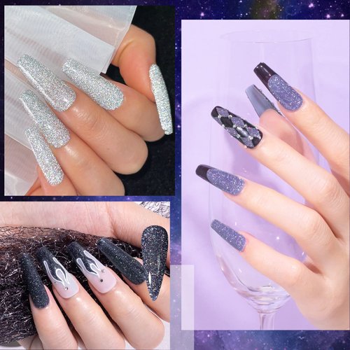 MIZHSE Reflective Glitter Gel Nail Polish Set 12 Pcs, Colorful Sparkly Diamond Soak Off UV LED Gel Polish Home Manicure Nail Art Salon 7 ml