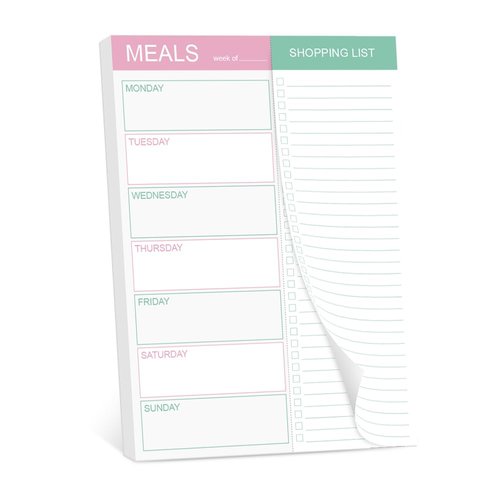Magnetic Meal Planning Pad for Fridge - 10" x 7" Meal Planning Pad with Tear Off Shopping List. 52 Weeks Undated for Meal Planner and Grocery List with Magnet