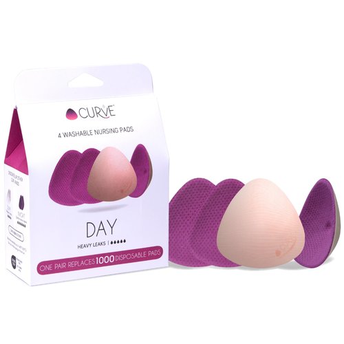 Essential Plus Day - 4 Nursing Pads - Ultra Absorbent - Reusable & Washable Breast Pads - Heavy Leaks - Stay Dry All Day, Eco-Friendly. Say Goodbye to Disposable Pads