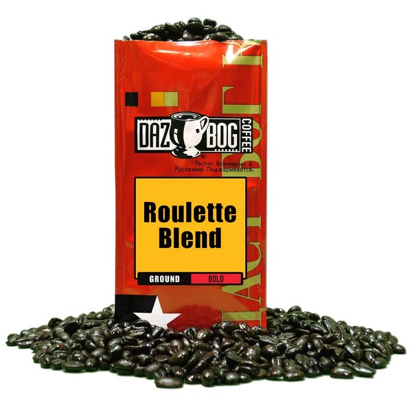 Dazbog Coffee | Roulette Blend | Ground Coffee | 11 oz. | Light & Dark Roasts | Smoky French Roasted Coffee | Full Bodied Blend | Vacuum Sealed Freshness