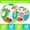 96 Pcs Dinosaur Party Supplies, Dinosaur Theme Birthday Party Decoration Includes Plates Napkins Forks, Dino Tableware Set for Boys Kids Birthday, Serves 24 Guests