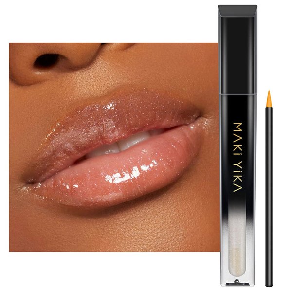 MAKI YIKA Clear Lip Gloss for Women Lip Plumper Gloss Tinted Glitter Lipgloss Moisturizing High Shine Plumping Lip Gloss, Vegan & Cruelty-Free | Clear Gloss