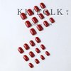 Short Square Press on Nails, Wine Red Fake Nails Acrylic Pure Color Glossy Nails Glue on Nails Kit 24Pcs