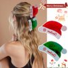 2 Pack Christmas Hat Hair Claw Clips for Girls Acrylic Jaw Clips Christmas Themed Styling Barrette Hair Accessories for Women Girls Thin and Thick Hair (Green and Red)