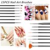 FULINJOY 20PCS Nail Art Design Tools, 15PCS Painting Brushes Set (Black) with 5PCS Dotting Pens