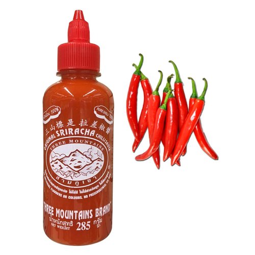 Original Three Mountain Sriracha Hot Chili Sauce Most Spicy flavor Bottle - 10.5 oz (Red Spice)
