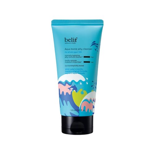 belif Aqua Bomb Hydrating Jelly Cleanser, Gentle Hydrating Face Wash, Mild Facial Cleanser,Good for Dryness, Uneven Texture, Gel-to-Foam Cleanser,For All Skin Types, Korean Skin Care