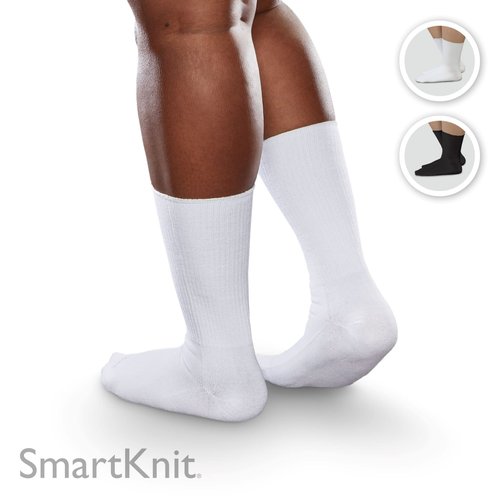 SmartKnit Seamless Wide Crew Socks for Diabetes, Arthritis, or Sensitive Feet (Black, Small)